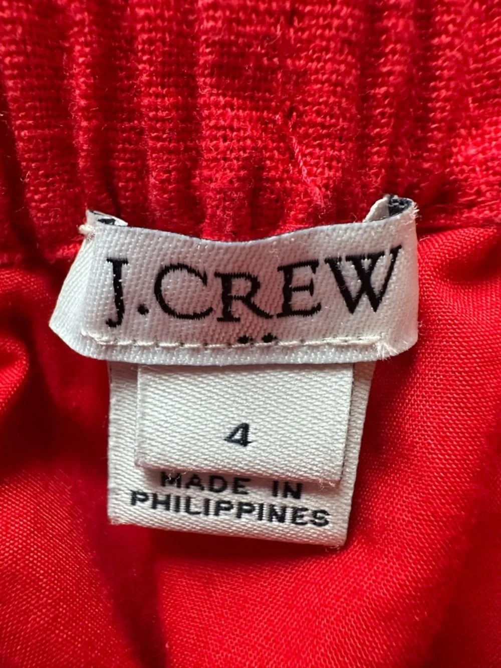 J.Crew Red Scalloped Hem Linen Blend Skirt Size 4 Elastic Waist